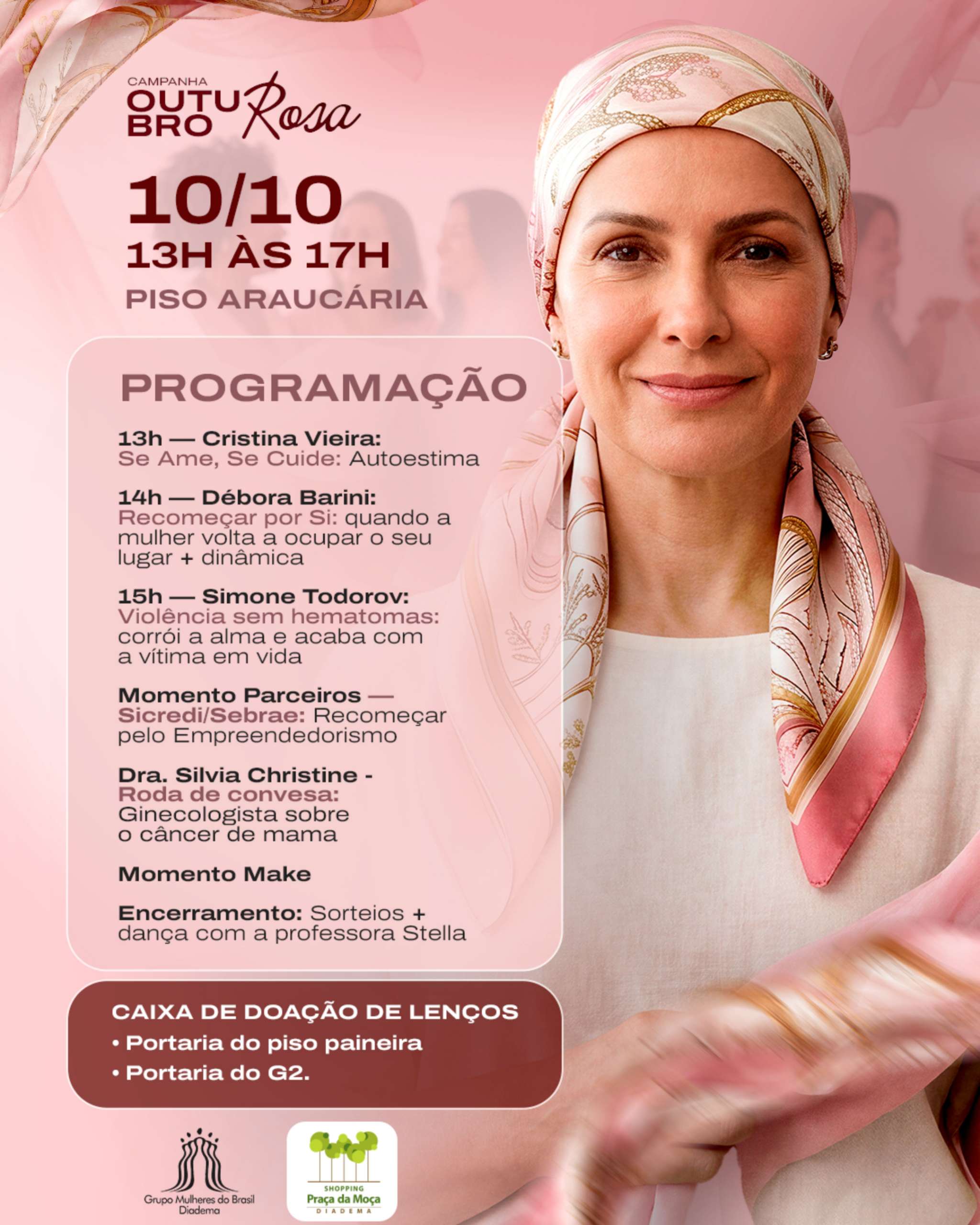 Outubro Rosa - ONG Mulheres do Brasil Diadema no Shopping Praça da Moça